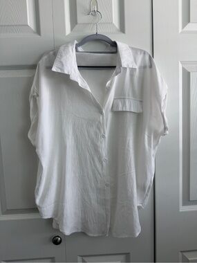 SHEIN White Button-Down Short Sleeve Shirt size 2xl